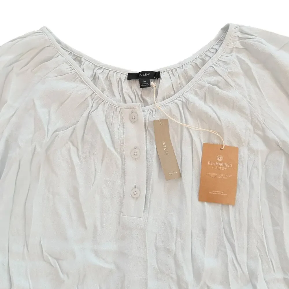 New J.Crew Womens Light Blue Drapey Scoopneck Blouse M NWT